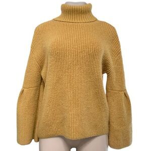 Newbury Kustom Long Bell Sleeve Turtleneck Sweater Gold Tan Color Size Small